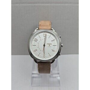 Fossil Q Hybrid Womens Silver White Dial Tan Leather Smartwatch New Battery